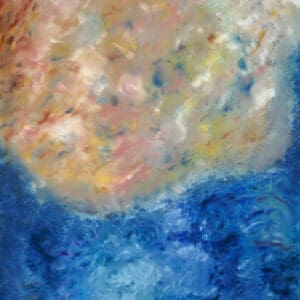 Abstract painting of sky and sea.